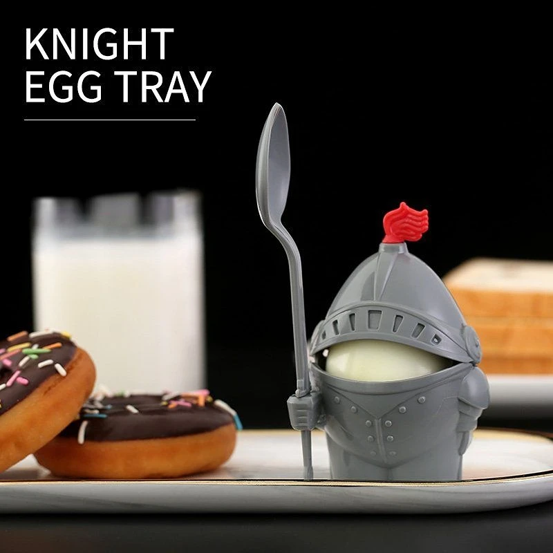 Soft or Hard Boiled Egg Cup Holder With a Spoon Included- Knight Design - Kitchen Utensil Decor