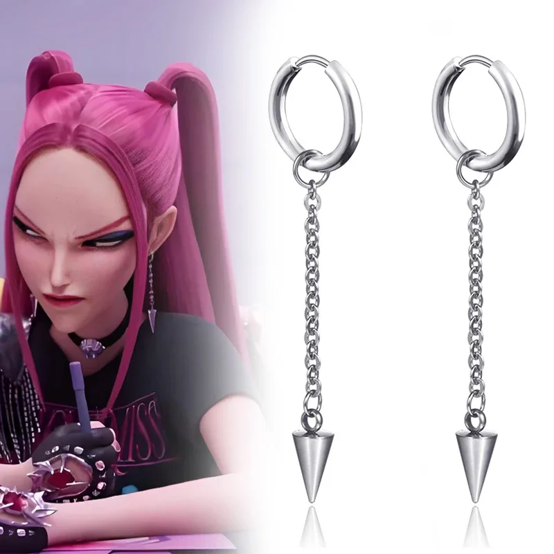 Tassel Chain Earrings Men's Trendsetters Stud  Hip Hop Ear Clips Jewelry Accessory Creative Personality Stainless Steel Earrings