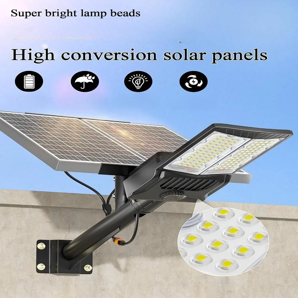 Aluminum Solar Street Lights Outdoor 50000lm Solar Security Flood Lights Dusk to Dawn with Motion Sensor for Street,Park,Barn