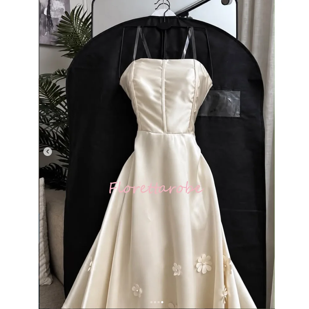 Fashion 3D Flowers Evening Dress Strapless Corset High-Low Pleating Sleeveless Prom Gown Vestidos De Noche Plus Customized