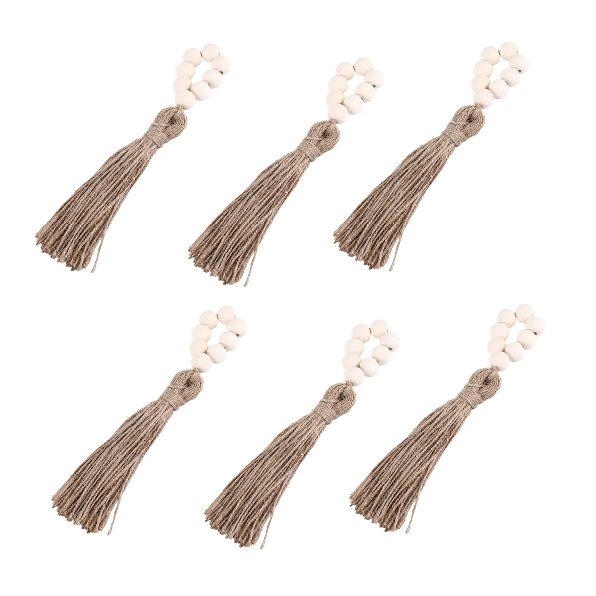 Juego de 6 servilleteros de madera con cuentas, con ajuste de mesa, accesorios para decoración de boda, servilletero de estilo Natural