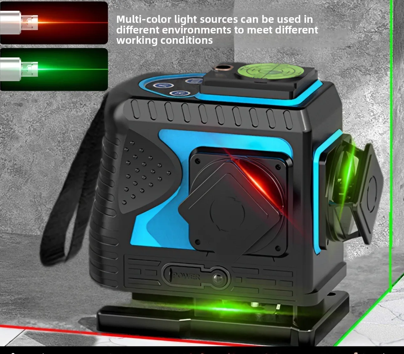 New Outdoor Strong Light Level Meter Green Light 12-line Laser Infrared High-precision Red Automatic Leveling Two-color Machine