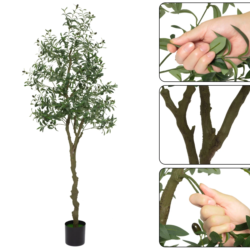 7FT Artificial Olive Tree Ornaments Fake Potted Olive Tree For Modern Home Office Living Room Floor Decor