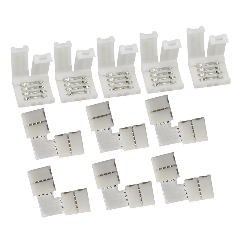 

20Pcs Rgb 7-Color LED Strip Connector Solderless Fast Terminal Adapter Set L Shape Straight Light Strip Connector Kit