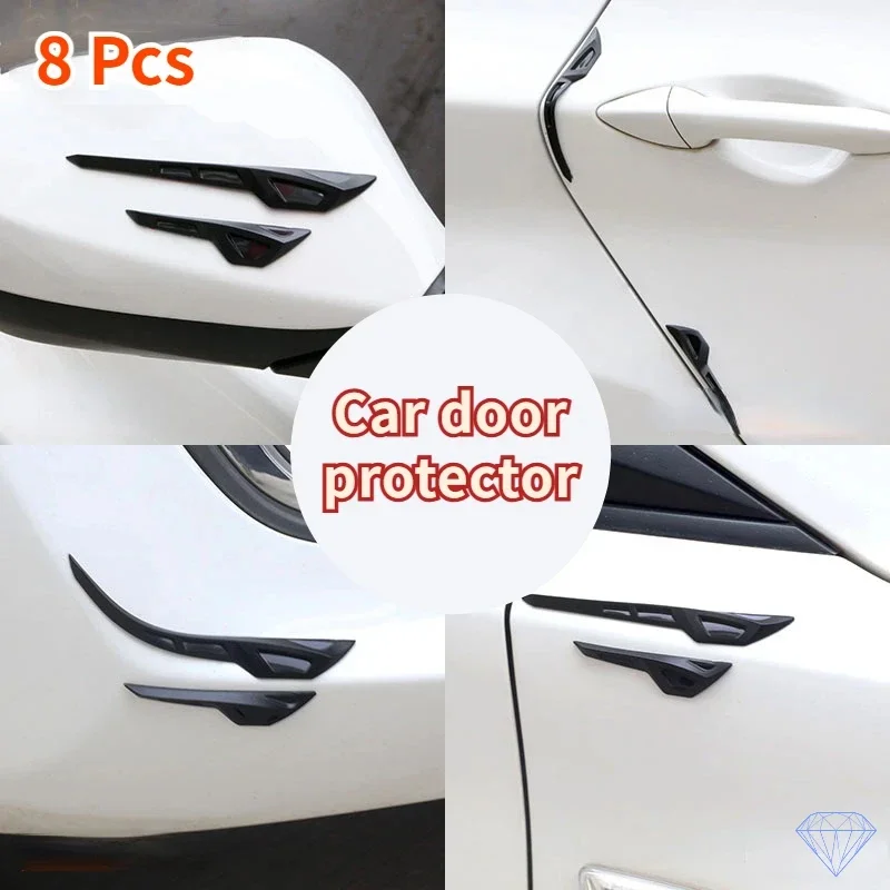 GEFENSI 8Pcs Car Sticker Door Edge Guards Trim Molding Protection Strip Scratch Protector Car Crash Barriers Door Guard Collisio