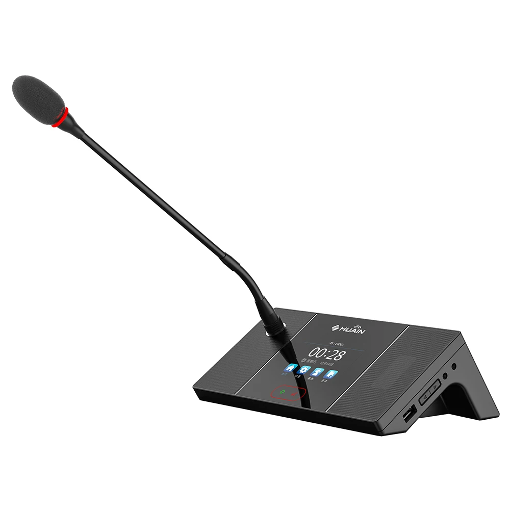 Full Digital Electronic Desktop Dual Backup Design Microphone Audio Detection Conference Unit HY-DI6985 Black 20dBA