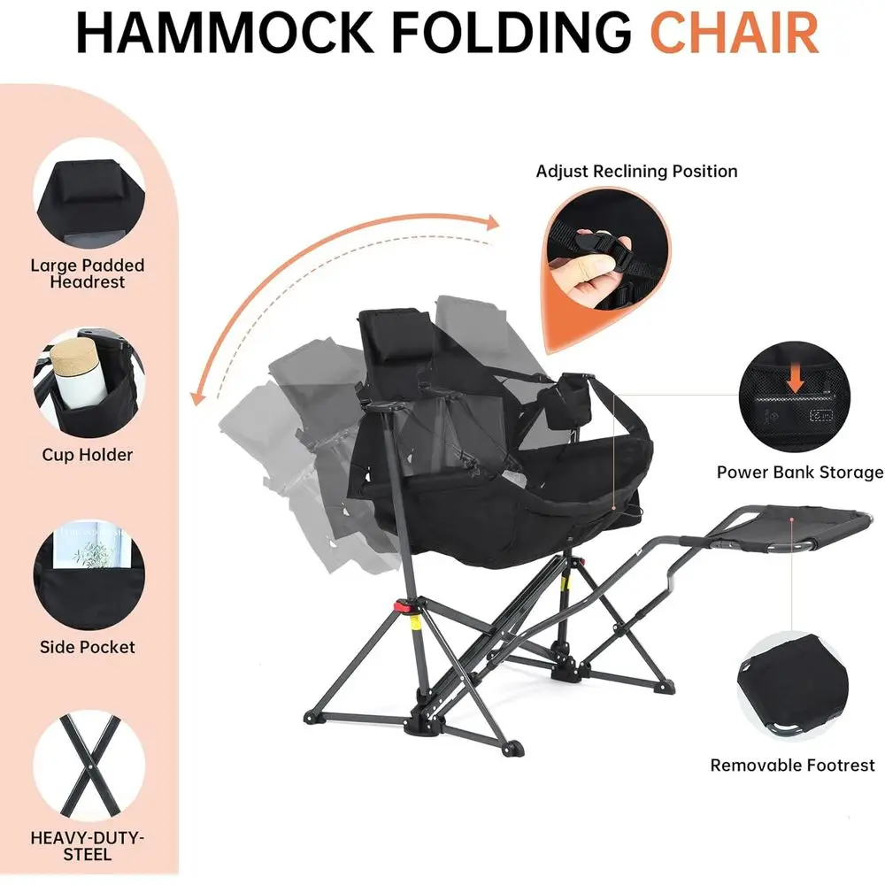 Tragbarer beheizter Hängesessel mit Ständer, Getränkehalter, Seitentasche, Powerbank, ideal für Terrasse, Camping und Hinterhofgebrauch (2 Stück).