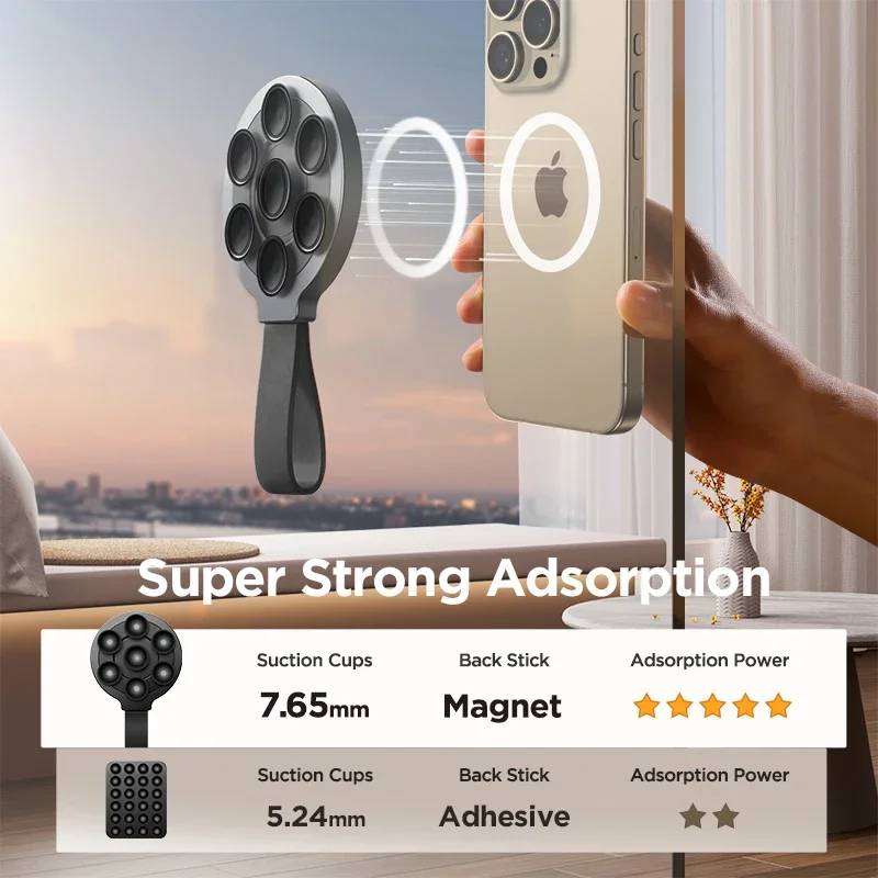 Joyroom Magnetic Suction Cup Phone Holder Universal Hands-Free Mirror Shower Silicone Suction Phone Mount With Magnetic Sheet