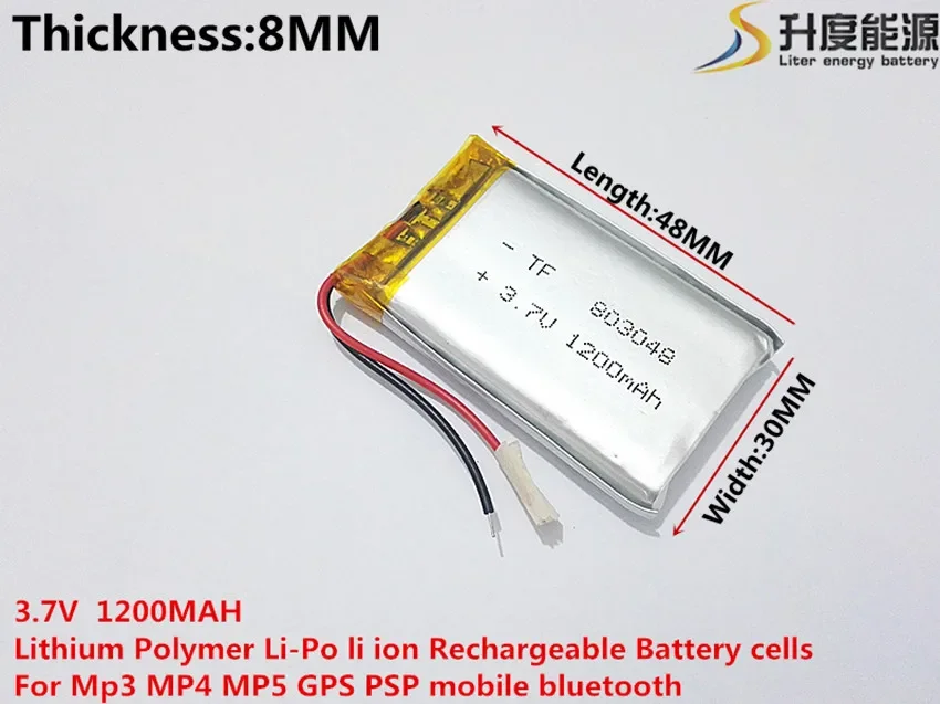 Liter energy battery 3.7V lithium polymer battery 803048 1200MAH GPS navigator  game sound card