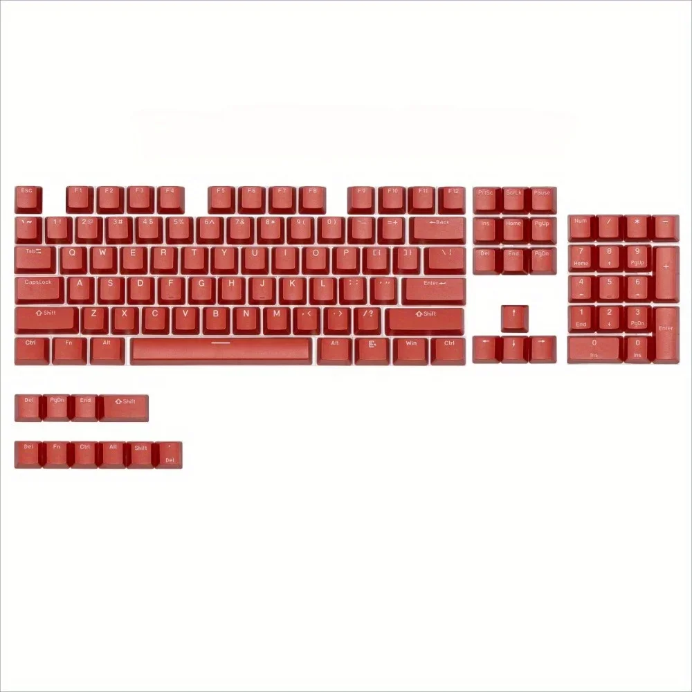 PBT Double Shot OEM Profile Keycaps Полный набор для механических клавиатур — классический красный двухцветный набор клавишных колпачков для инъекций (104 клавиш)