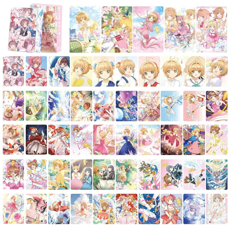 55pcs Cartoon Anime Magical Girl KINOMOTO SAKURA Cards Small Card Surrounding 3-inch Box LI SYAORAN LOMO Card Bookmark Souvenirs