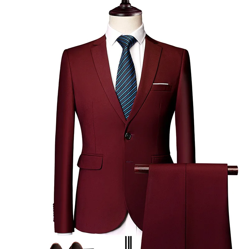 J87 Men's business casual suit suit two-piece suit men's two-button multi-color business formal dress