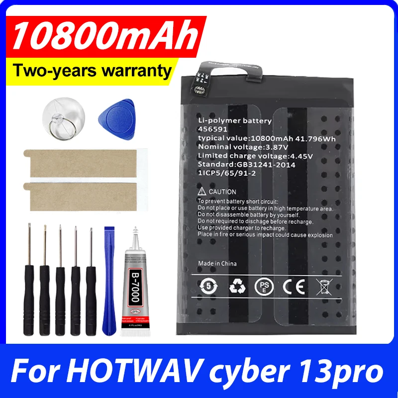 NEW For HOTWAV Cyber 13 Pro/HOTWAV T7 Battery 10800mAh Mobile Phone Replacement Backup Batteria Batterie With Tools