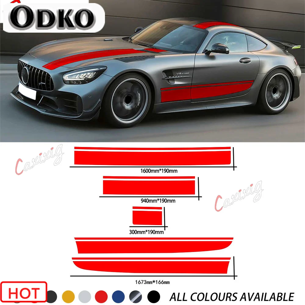 

Car Hood Side Roof Rear Stripes Body Kit Decor Styling Vinyl Decals Stickers For Mercedes-AMG GT 2015-Present Accessories