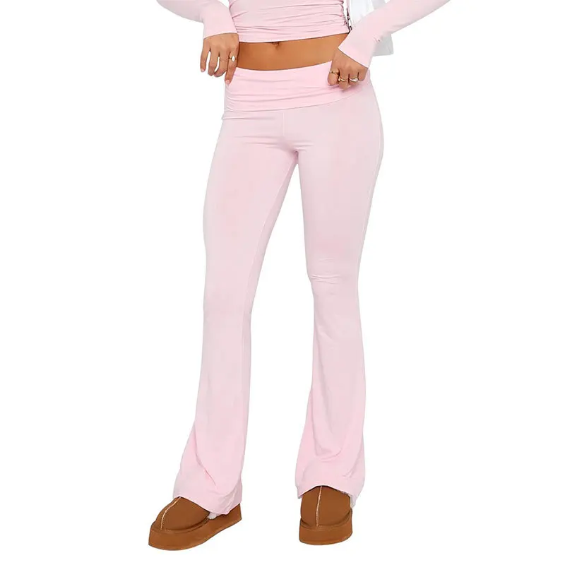 

Women'S Slim Anti-Waist Low Waist Bell Flare Pants Casual Solid Sport Yoga Running Casual Summer Spring Trousers Streetwear