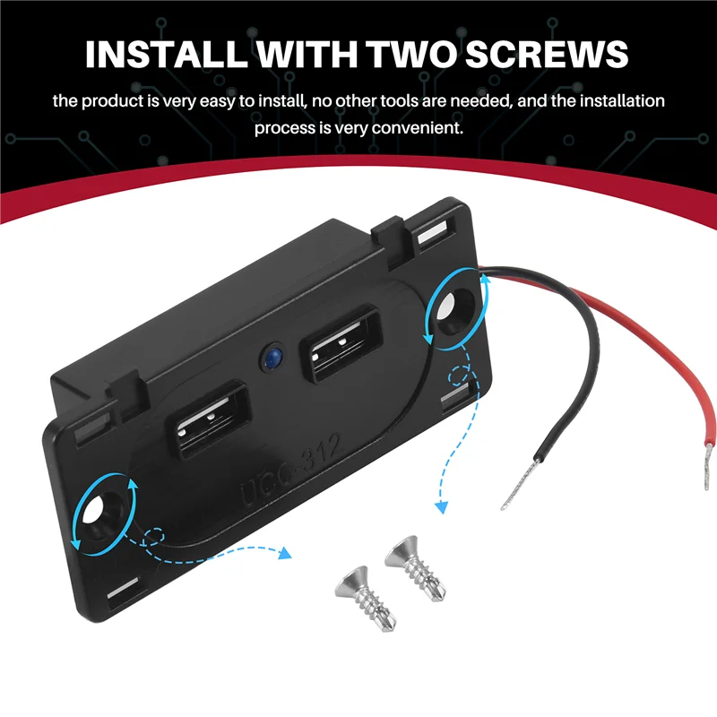 A45F-Vehicle DC5V/3.1A Dual USB Ports Charger Socket Modification Accessories For Car Camping Boat Motorhome Caravan