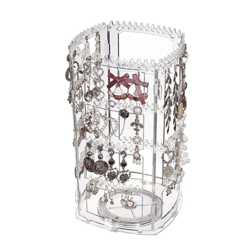 360 Rotating Clear Earring Holder 4 Tiers Jewelry Stand Rack HXBA