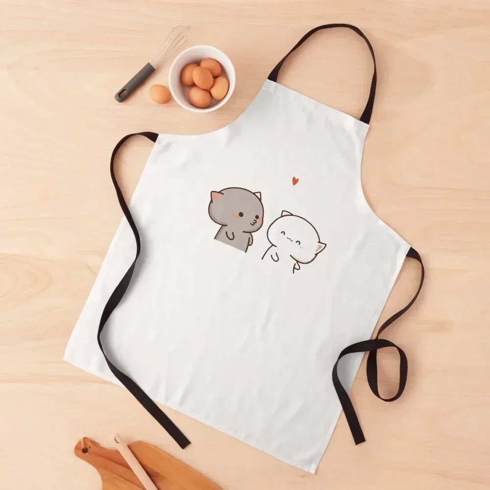 

Peach and Goma Cute Cat In Love Apron Bib For Kitchen men's barbecue Salon Women's Dresses Apron