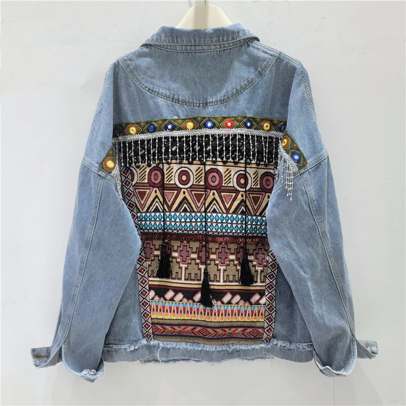 2026 Spring and Autumn New Women's Denim Jacket Loose Splicing American Retro Denim Jacket
