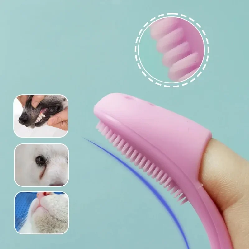 Herramienta de limpieza y belleza para perros y gatos, cepillo suave para dedos de mascotas, cepillo de dientes para el cuidado de los ojos para manchas de desgarro