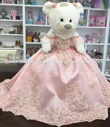 Mexico Charro Quinceanera Teddy Bear Dress Baby Pink Lace Appliqué Diamante Beaded Poncho Customised