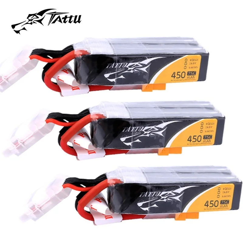 Tattu 450mAh 4S 75C LiPo Battery - Long Size XT30