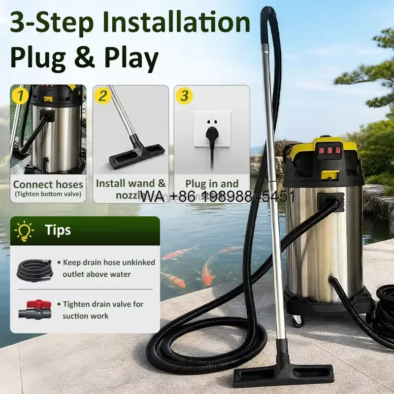 Wmwmnu Heavy Duty Wet Dry Pond Pool Cleaner for Koi Pond Fountain Swimming Pool Cleaning