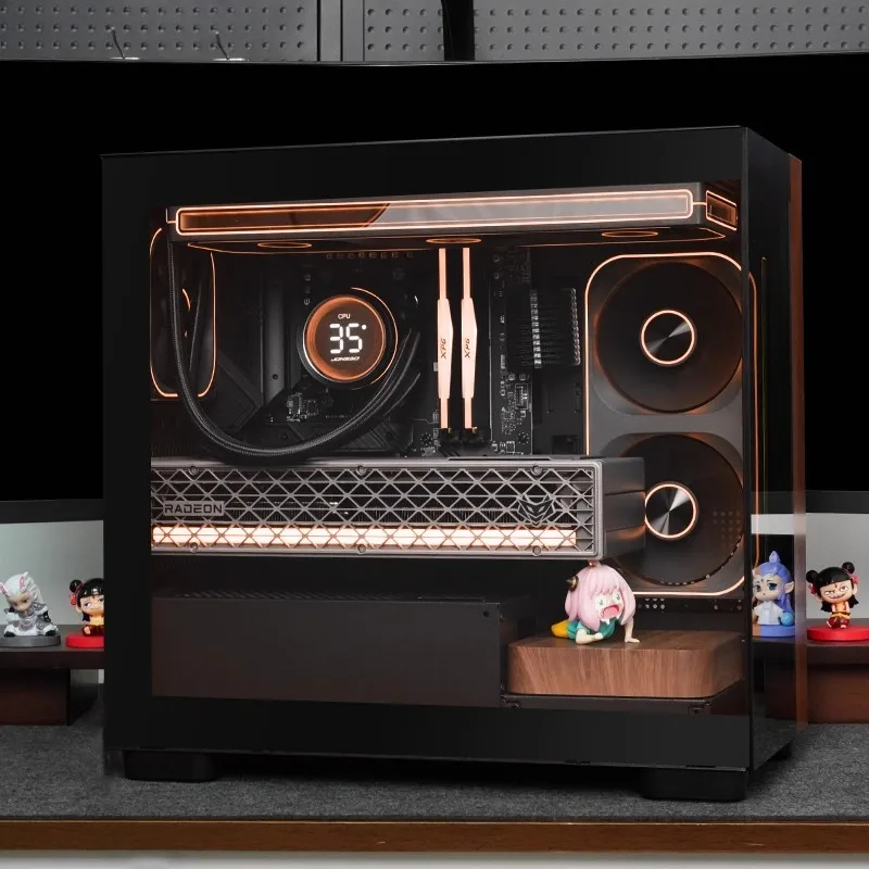 F1 Itx Case Walnut Sea View Room Desktop Computer Case With Glass Side View Support Matx/Atx Board E-Sports Game Computer Case