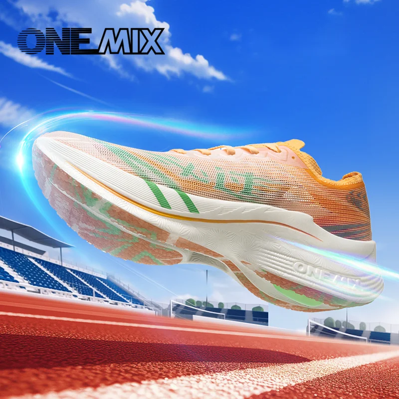 ONEMIX Men Marathon Running Shoes Nylon Carbon Plate Racing Shoes Professional Lightweight Technology Men's Sneakers For Outdoor