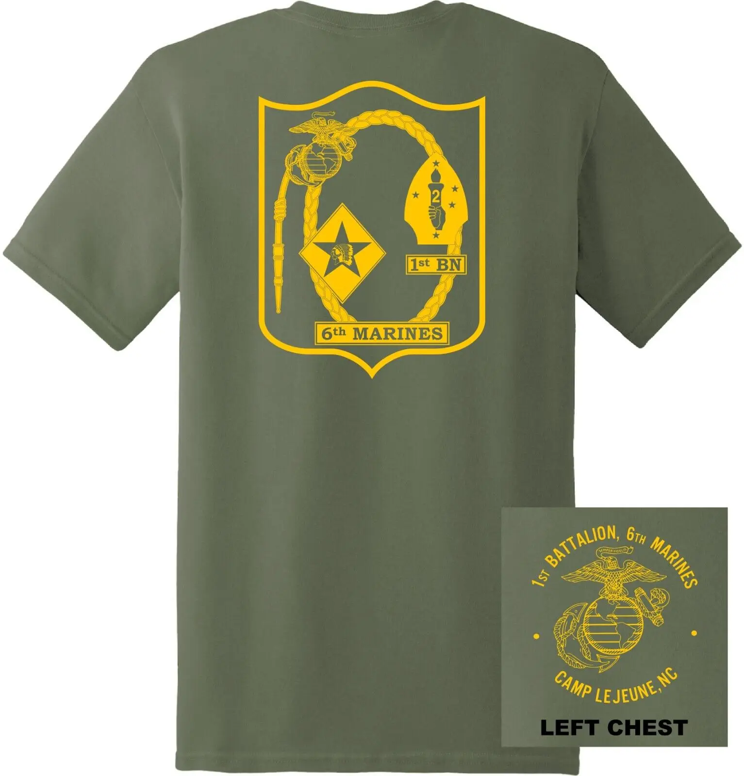 

USMC 1st Battalion, 6th Marine Regiment Men T-Shirt Short Sleeve Casual 100% Cotton T Shirt