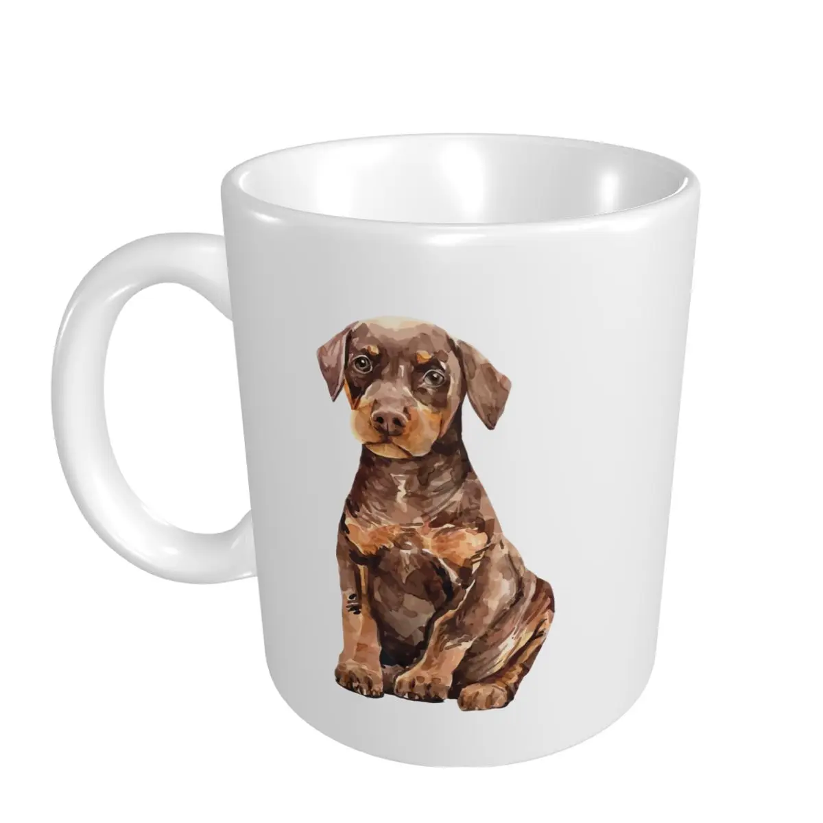 Mark Cup Mug Watercolor Portrait Doberman Pinscher Puppy For Dog Owners Coffee Mugs Tea Milk Water Cup Travel Mugs Office Home