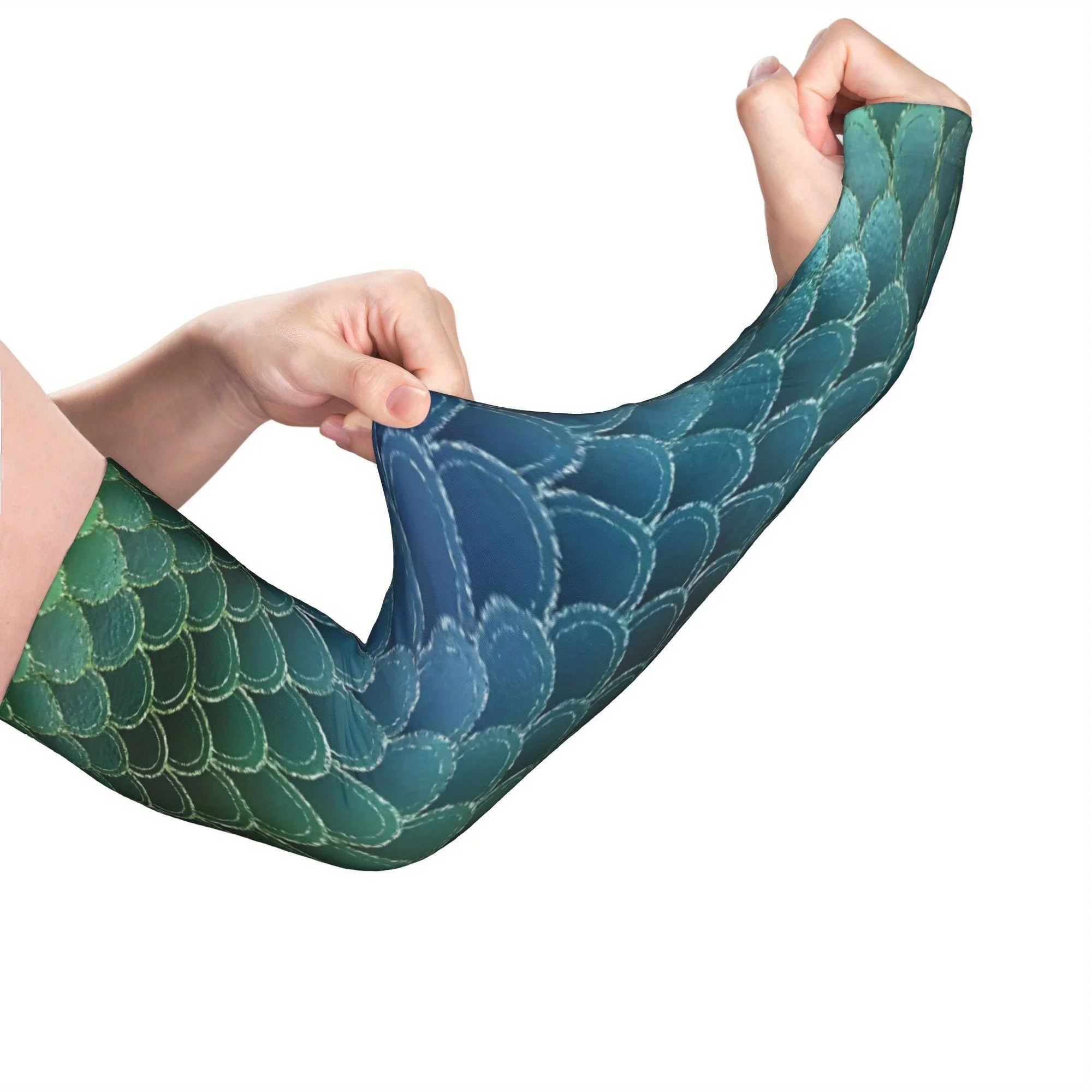 Lightweight Long Sleeve Arm Protectors with a Mermaid Rainbow Design, Ideal for Outdoor Activities Like Driving And Cycling