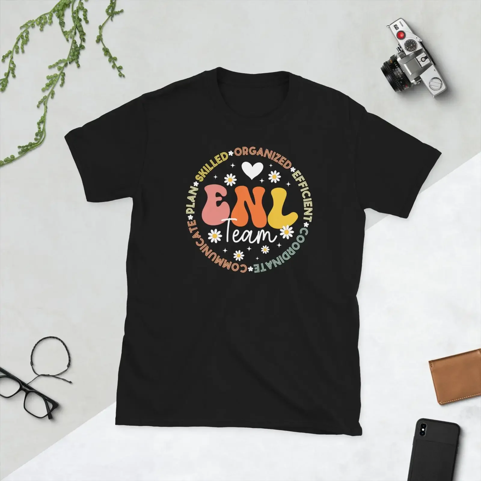 ENL Teacher T Shirt Team English As A New Language s  vintage Washed Breathable Slightly homme Soft Stylish fashion Stretched
