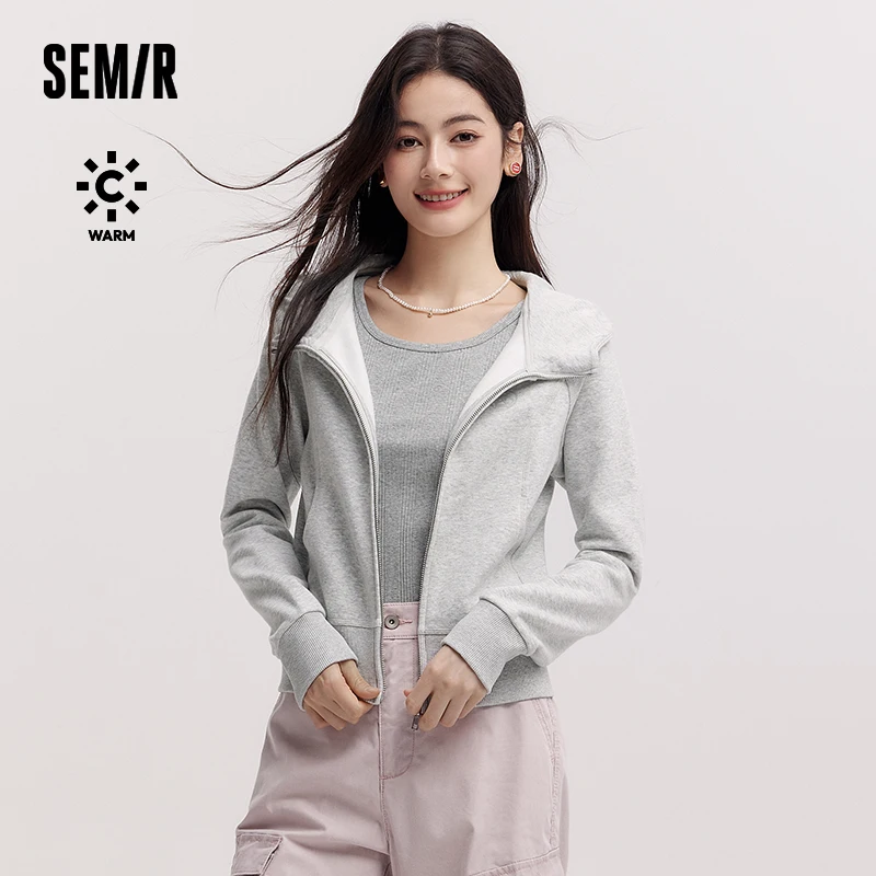 Semir mantel wanita lengan Raglan pendek, jaket bertudung kasual trendi musim dingin baru 2024