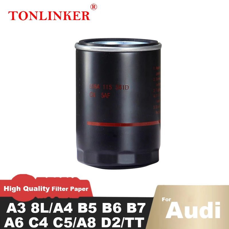 

TONLINKER Oil Filter For Audi A3 8L A4 B5 B6 B7 A6 C4 C5 A8 D2 TT 8N 06A115561A 06A115561B 034115561A 06A115561D1JM115561BZ