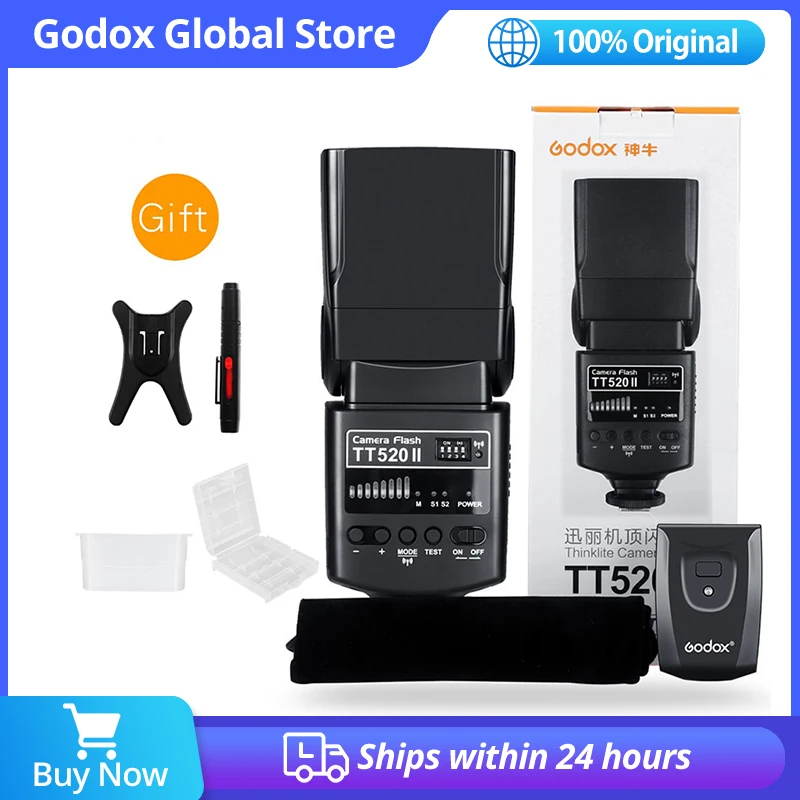 

Godox Thinklite Camera Flash TT520II with Build-in 433MHz Wireless Signal for Canon Nikon Pentax Sony Fuji Olympus DSLR Cameras