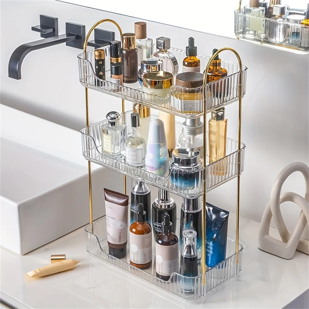 Cosmetic Storage Rack Bathroom Countertop Organizer Makeup Organizer Countertop Perfume Tray Skincare Storage Cosmetic Organizer