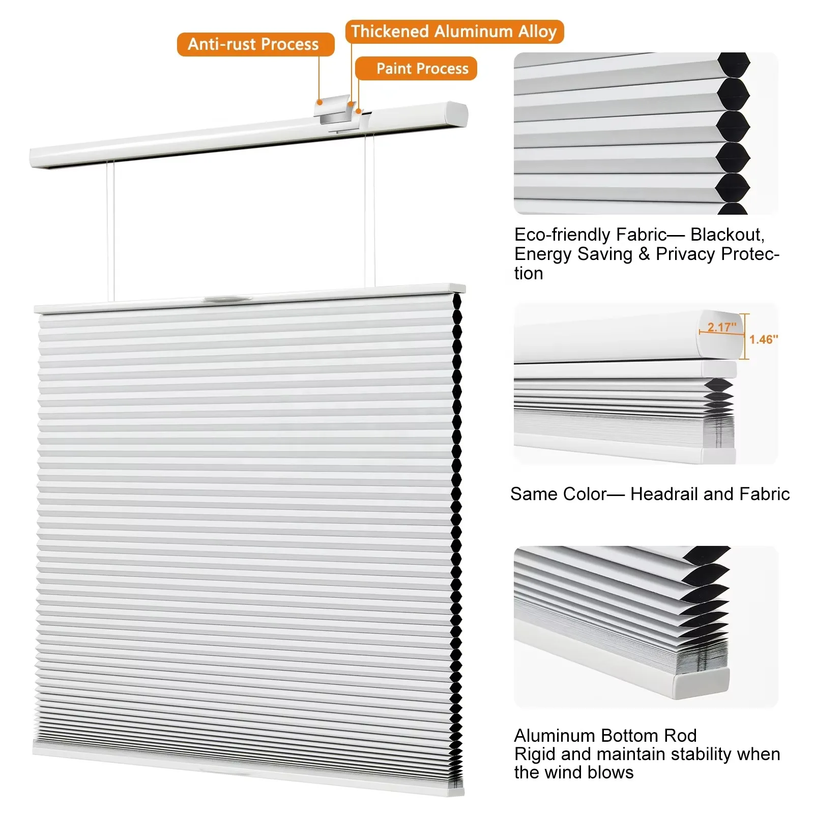 SUNROAD Dorp Shipping Cordless Cellular Top-Down Bottom Up Honeycomb Pleated Window Shades Free-stop Pull Down Blind for Windows