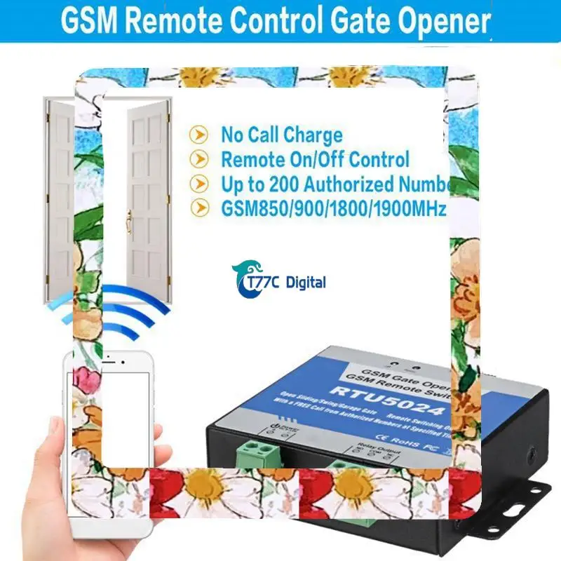 RTU5024 GSM ประตูรีเลย์สวิทช์รีโมทคอนโทรลไร้สายประตูเสาอากาศยาว 850/900 /1800/1900Mhz