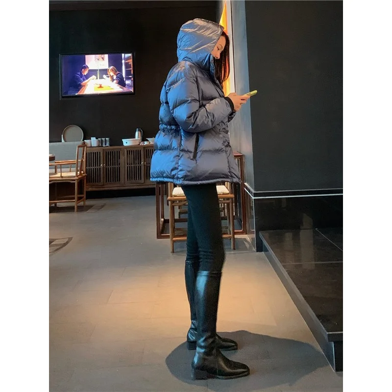 G101925~Counter Color90White down JacketMChina DuPont Three-Proof Warm and Slimming Hooded Short down Jacket Winter