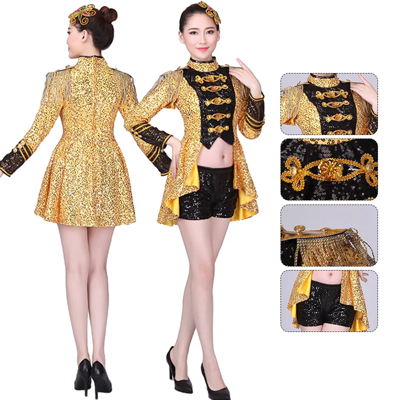 

Stage Costume Red Yellow Tassels Nightclub Dance Clothes Spanish Bullfighter Sequin Dj European Court Women Jazz Dance Outfit