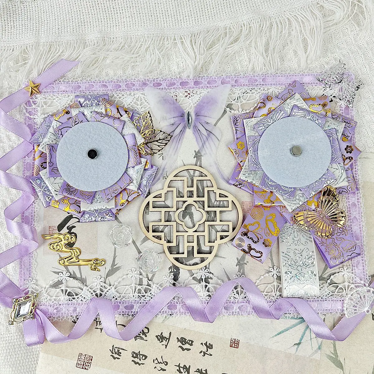 Green Ribbon Lace Badge Organizer Board  For Wego Bag Goods Display Frame Cosplay Ita Bag Insert Board Lace Backplate