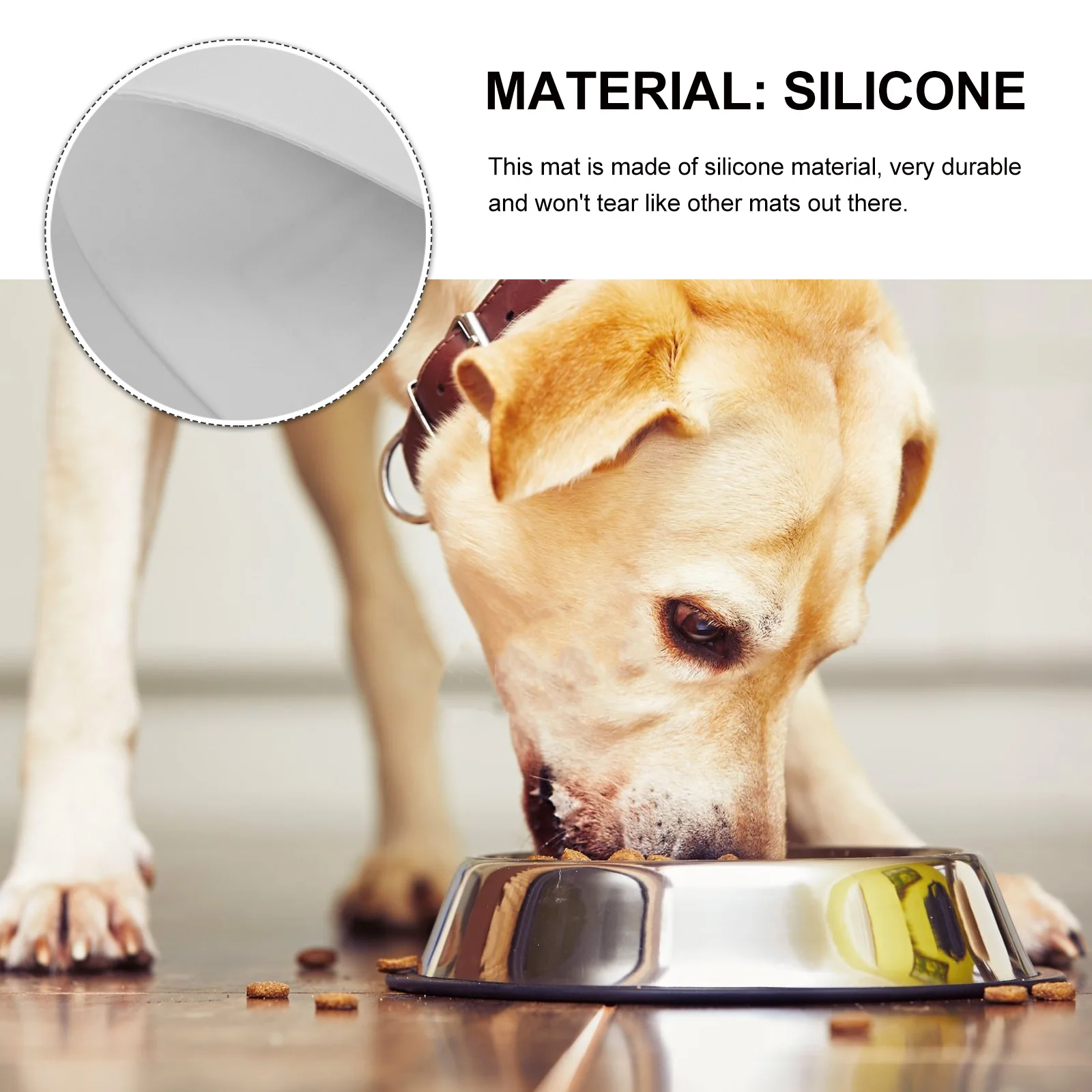 

Silicone Food For Cat Bowl Indoor Anti-Spill Floor Pad Leak-Proof Durable Heat Insulation Non-Tear Spill Catching Kitchen