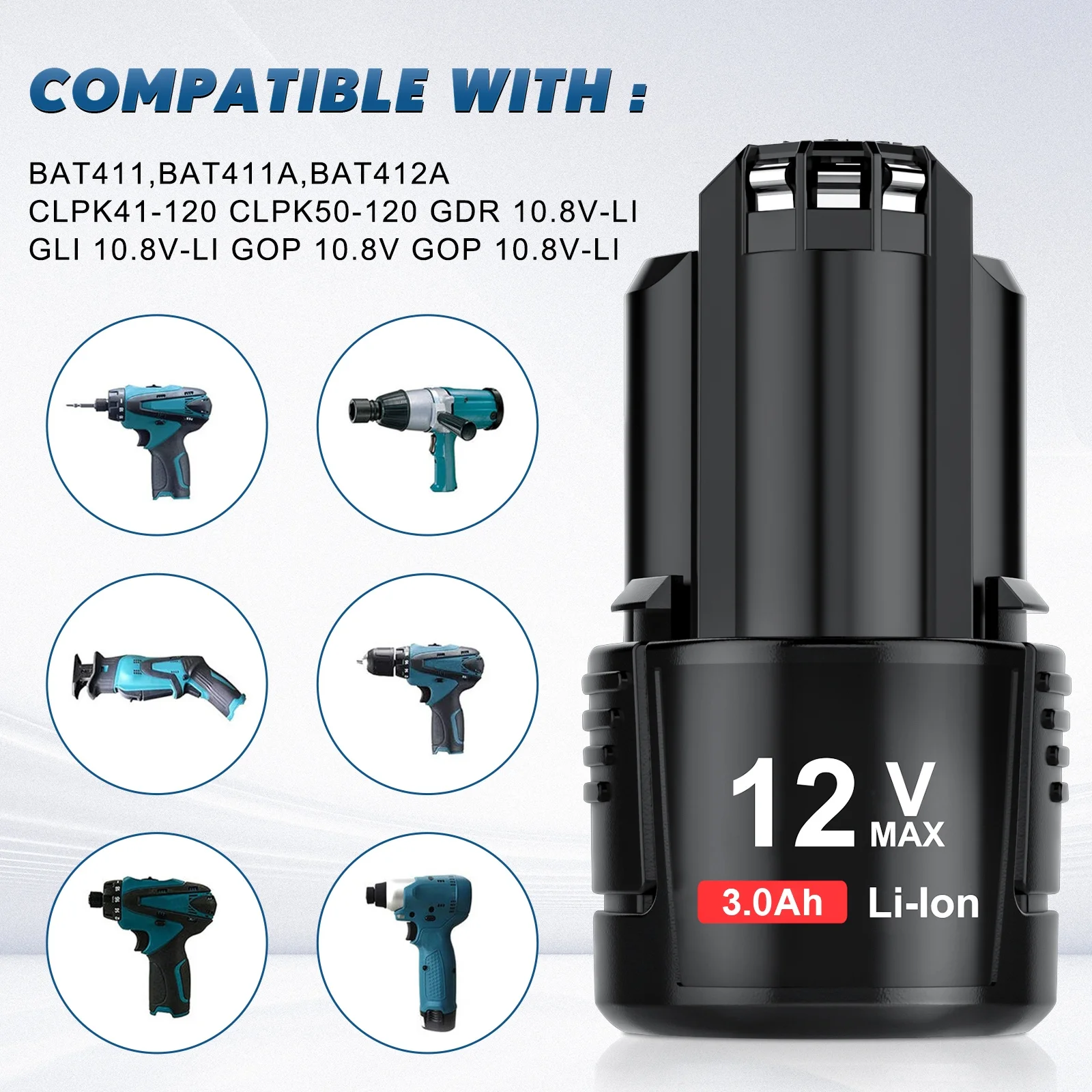 لبوش 12 فولت 3000 مللي أمبير ليثيوم أيون BAT411 استبدال البطارية لبوش BAT411 BAT412 BAT413 BAT414 10.8 فولت بطارية أدوات كهربائية لاسلكية #5