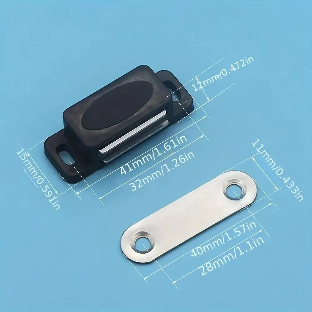 10 Pieces Plastic Cabinet Magnet Latch Black Magnetic ABS Cabinet Catches Door Catch for Cupboards,Drawers and Shutters