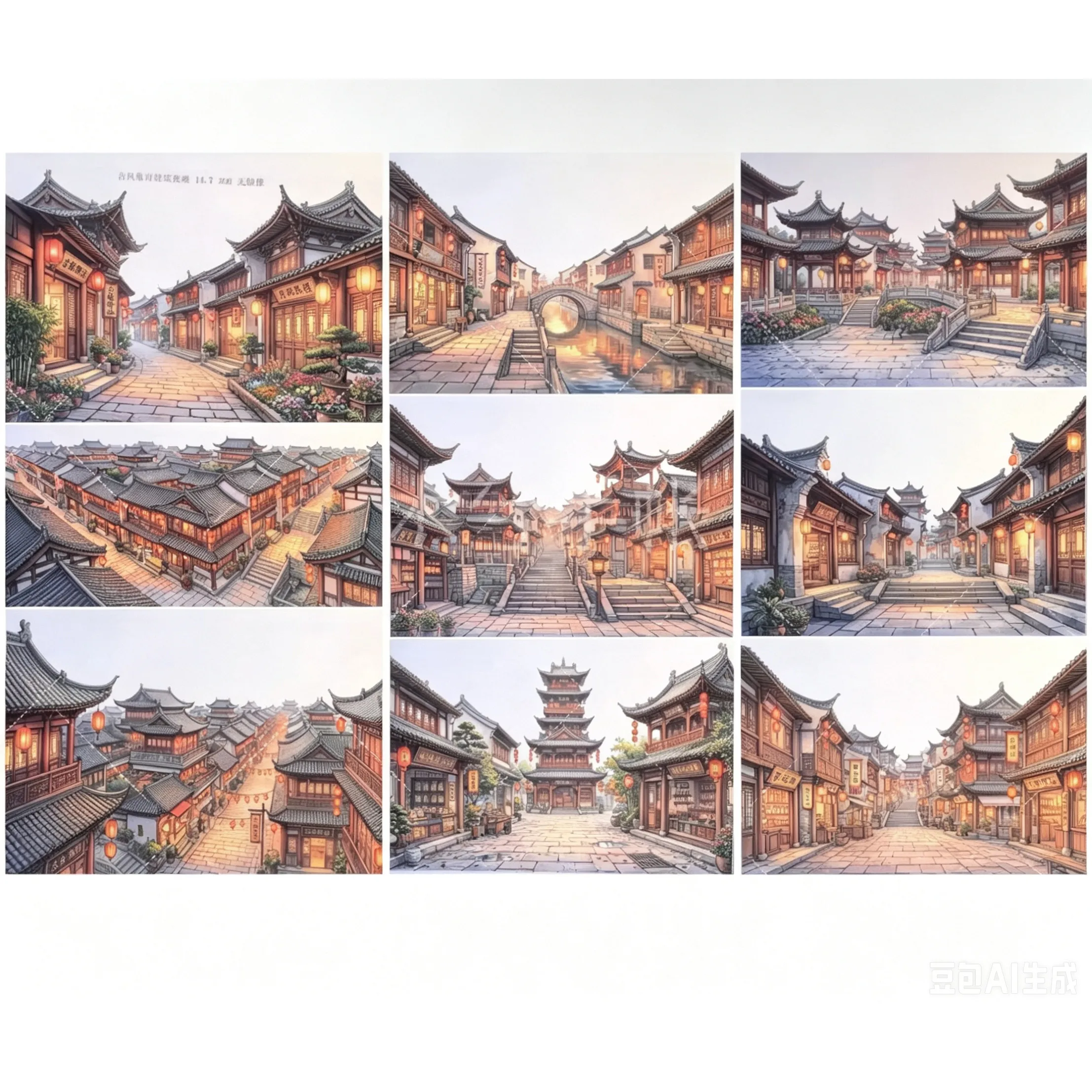 Zhaimaoju Limited Ancient Style Street Architecture Dragon Boat Pattern Washi Tape Sample For Hand Book Scrapbooking Sticker