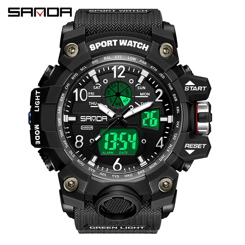 SANDA electronic watch new youth sports trend Korean version electronic watch men's creative personalized watch