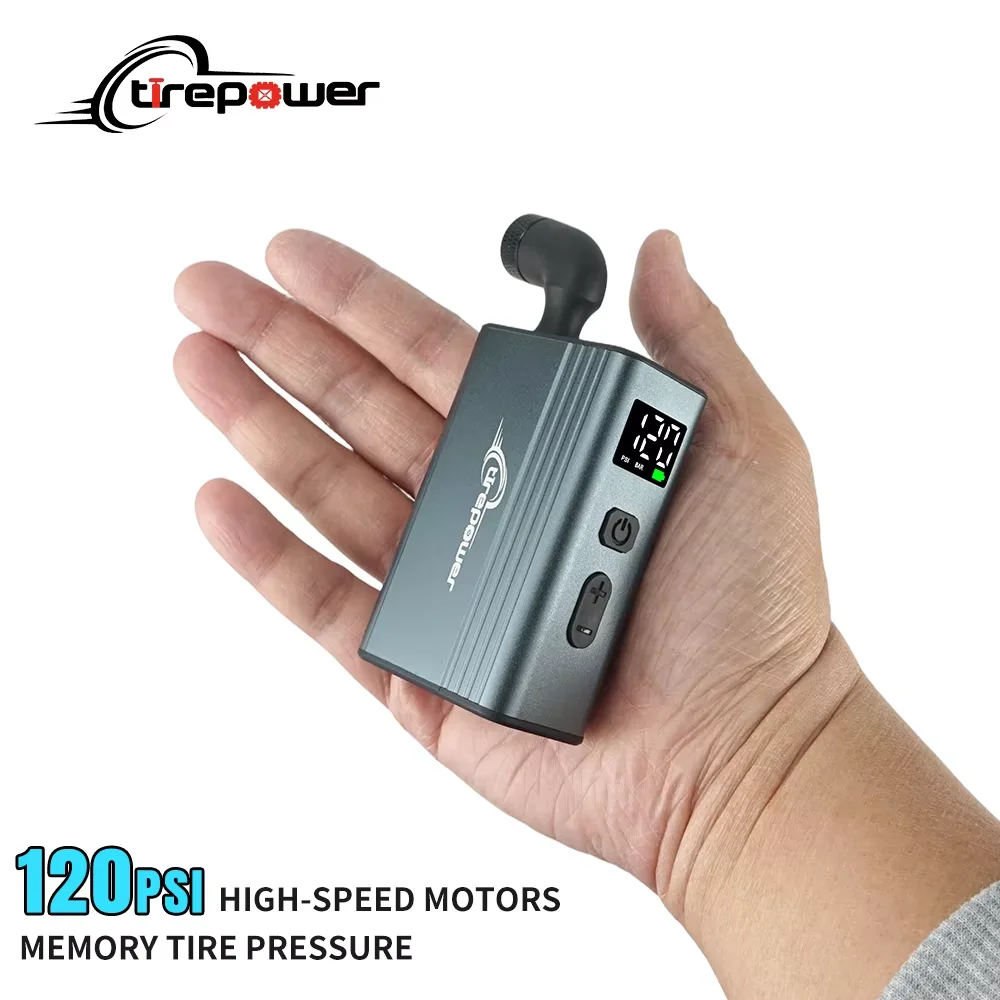 

Electric Bike Pump 50s Fast Inflation 120PSI Portable Tire Inflator Built-in Heat Insulation For Presta Schrader Clik & Valves