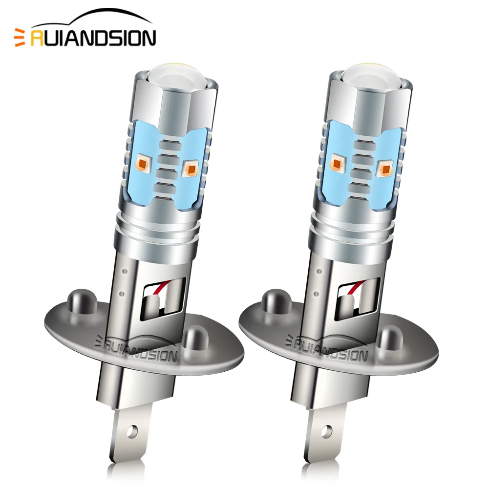 

H1 LED Flash Strobe Fog Light Bulb 30W 12-24V Universal Car Truck Amber Yellow 360 Glow Fog Lamps DRL Headlight Front Lamp 2Pcs