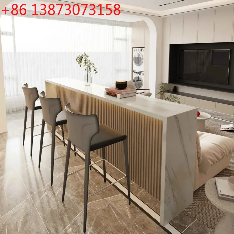 

Sofa backrest cabinet rock slab premium dining table integrated living room partition small apartment open light luxury island